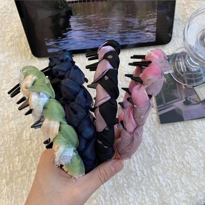 新款夏季多巴胺手工布艺波浪压发发箍批发高颅顶头箍女韩国高级感|undefined