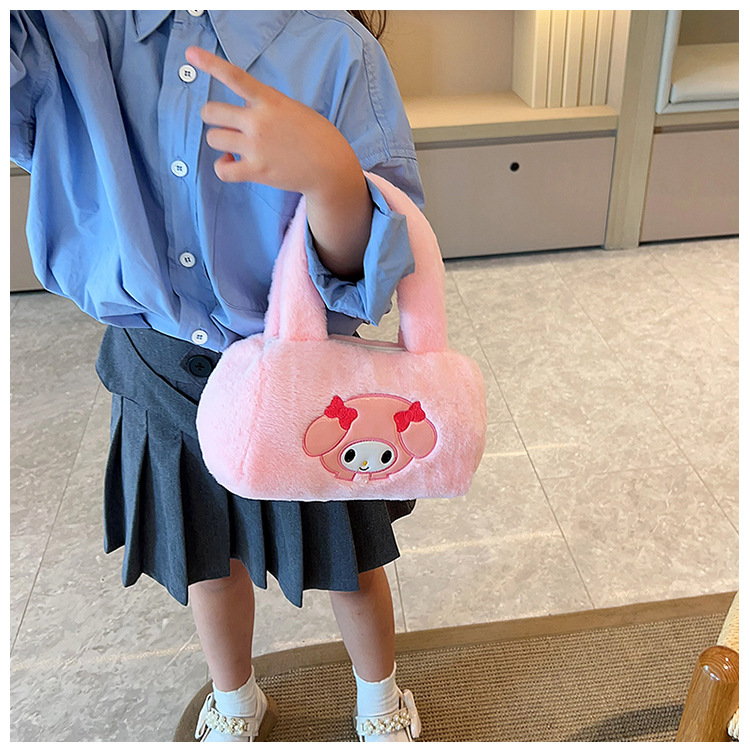 Fashionable plush bag, women's cartoon makeup bag, personalized new trendy children's bag, cute hand-held small bag for female students undefined