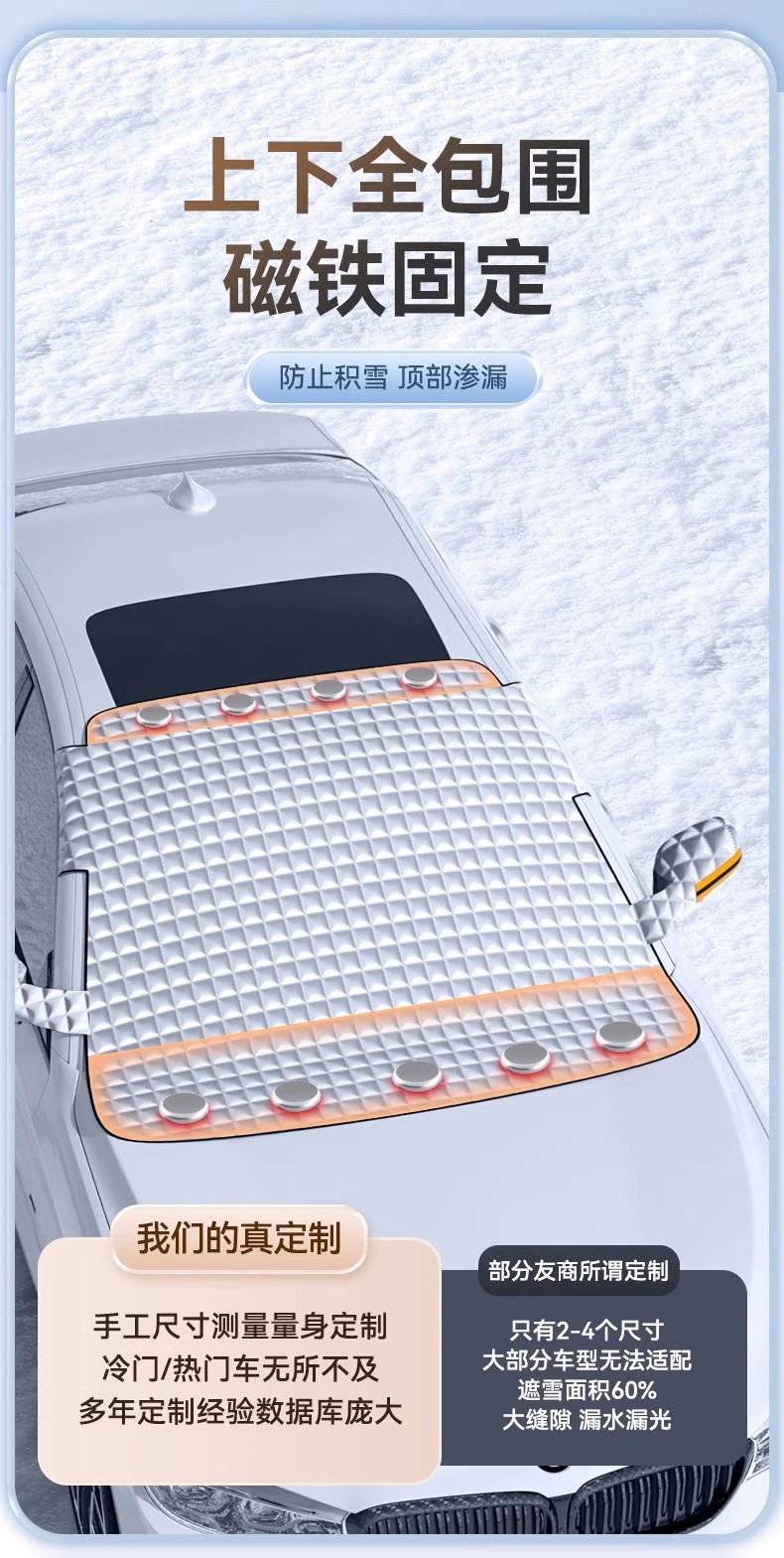 Car Snow Shield, Snow Cover, Snow Protection Cover, Glass Shield for Winter Snow and Frost Protection, Front Windshield Cover, Windproof, Thickened
