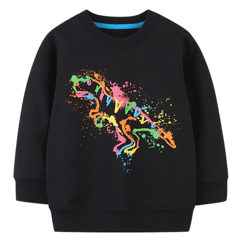 Sudadera de manga larga con estampado de dinosaurio para niños, estilo europeo y americano, novedad de otoño, sudadera tipo jersey, ropa exterior, suministro transfronterizo