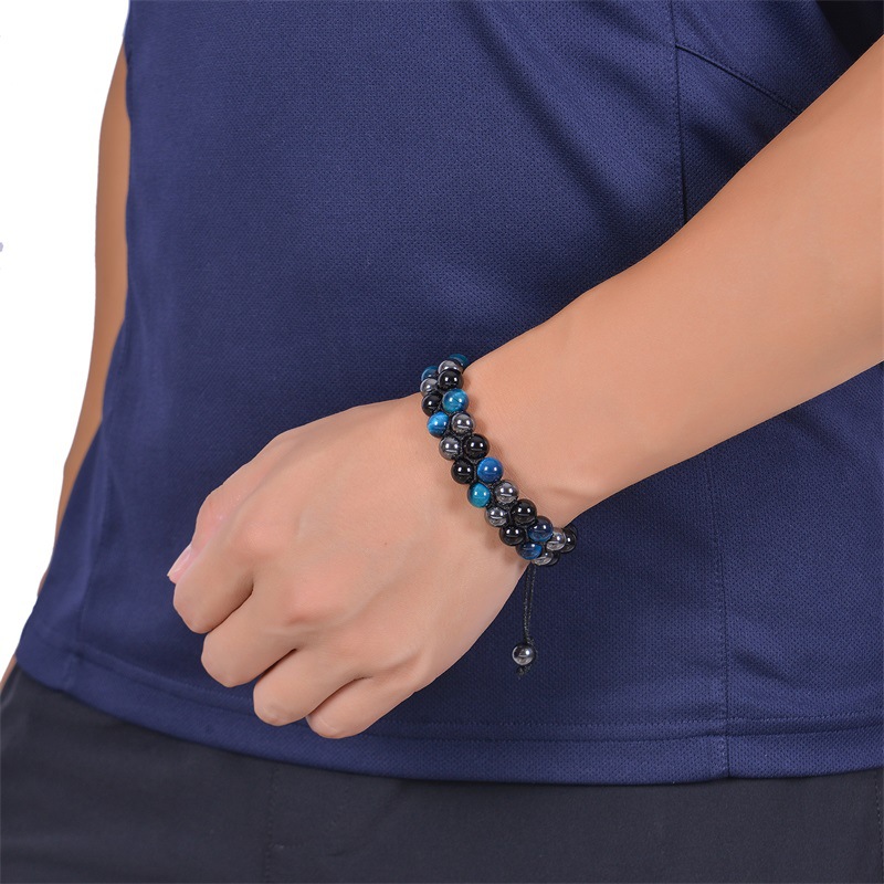 1 Piece Simple Style Round Tree Natural Stone Beaded Handmade Men's Bracelets display picture 4