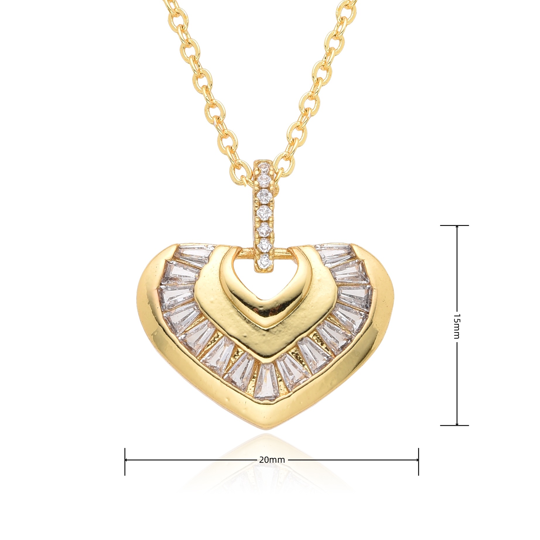 12g Weight Copper Pendant Material Zircon Inlay Material Pendant Necklace Classification Copper Chain Material 1 Piece Quantity Holiday, Daily Occasion Copper Material Heart Shape Pattern Women's Gender Inlay Design Casual, Simple Style Style Copper Inlay Heart Shape Zircon Pendant Necklace 14