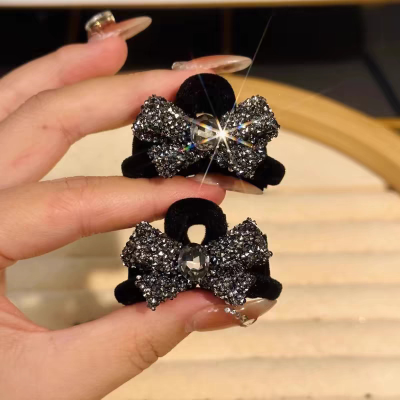 20#Ab side black crystal bow 4.5cm (one pair)