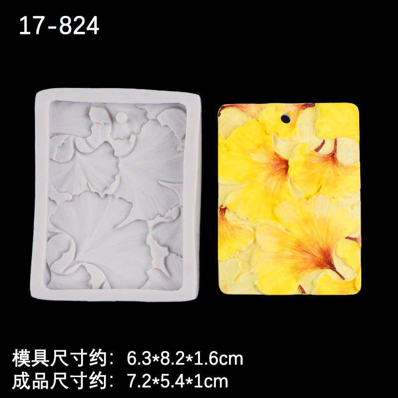 Rectangular grande Daisy ginkgo hoja listado de silicona molde aromaterapia yeso chocolate epoxi colgante cera chip