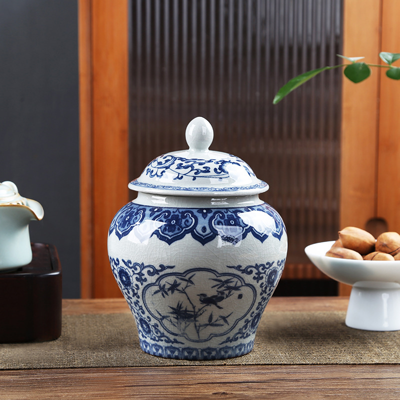 La lata de té de barro de cerámica vieja, hoja abierta, latas de sello de porcelana, latas generales domésticas, latas de almacenamiento de té de cerámica a prueba de humedad al por mayor
