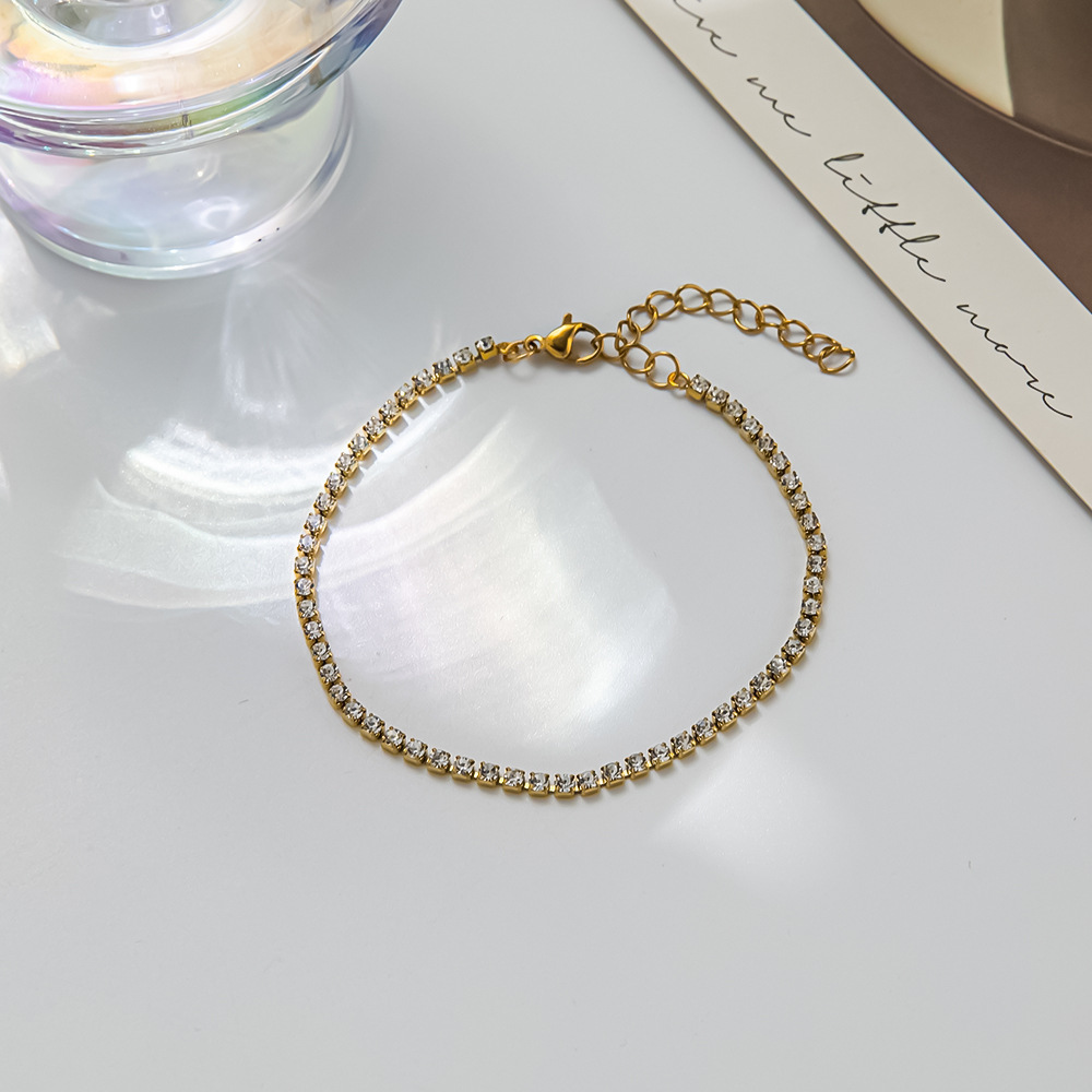 1 Piece Quantity Simple Style Shiny Solid Color Titanium Steel Plating Inlay Zircon Tennis Bracelet