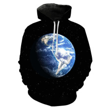 银河星空外贸新款3D数码印花宇宙银河时尚连帽套头休闲运动男卫衣