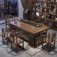 木製茶テーブル椅子セット一体型テーブル五椅子家庭用茶台オフィス茶卓セットには、押し引き貯蔵引き出しが設置されています