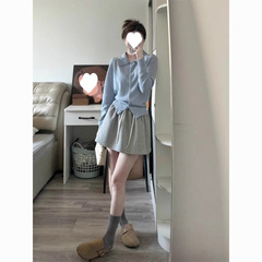 【甜美元素】春季小个子显高穿搭盐系减龄超火甜美小清新蓝色上衣