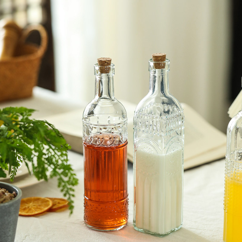 创意卡口500ml玻璃瓶杨梅酒青梅酒女士果酒分装空瓶牛奶瓶批发