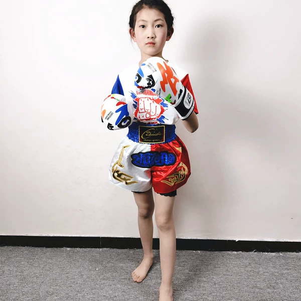 Blue waist accelerated dry red and blue sleeve print fist short sleeve