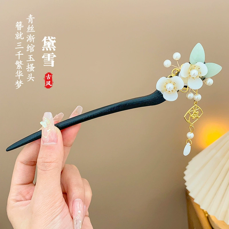Заколка для волос Hanfu декоративная, кисточка в китайском стиле, металл и нефритовые варианты