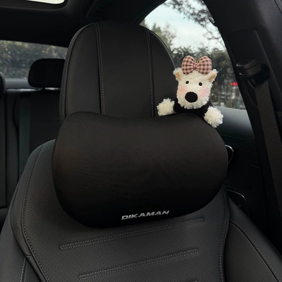 Headrest — Car - checkered-black-sweater-west-highland-right-black-neck-pillow