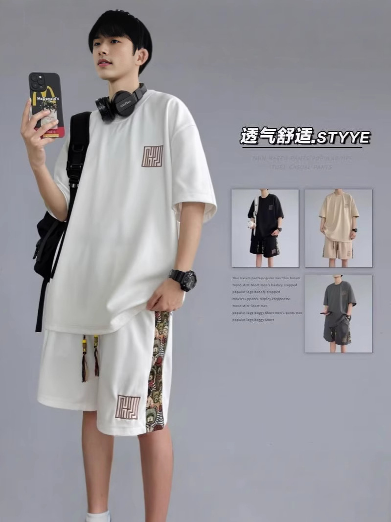 Camisa menos ropa traje de ropa deportiva verano para hombres camiseta de manga corta jersey de baloncesto pantalones cortos casuales de dos piezas