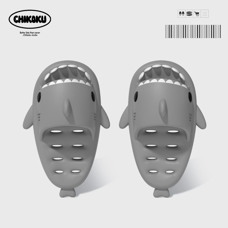 Zapatillas de fondo de masaje de tiburón pareja de adultos antideslizante baño fugas zapatillas de moda al aire libre divertido hogar sandalias lindas