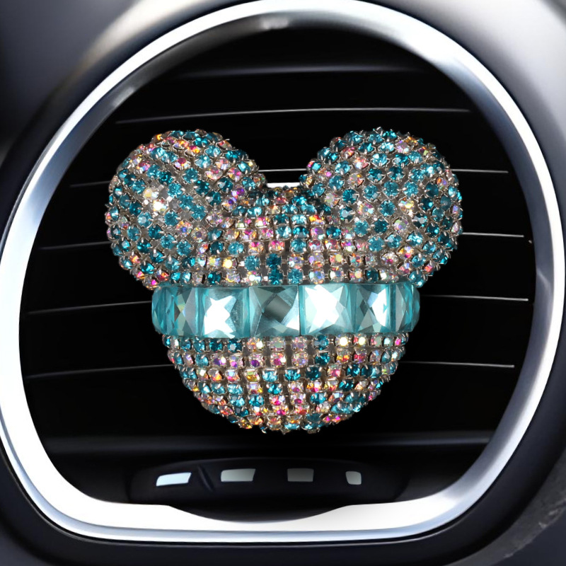 Diamante transfronterizo Mickey Head Salida de aire para automóvil Clip de fragancias Perfume para automóvil Aire acondicionado Perfume para automóvil Interior de diamantes de imitación