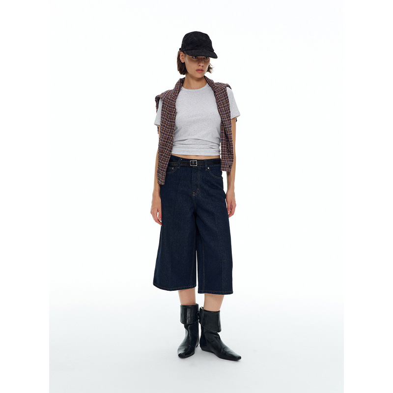 DT ETOLIE casual design retro denim shorts for women, autumn 2026, versatile straight-leg pants for women D8364 DT ETOLIE casual design retro denim shorts for women, autumn 2026, versatile straight-leg pants for women D8364