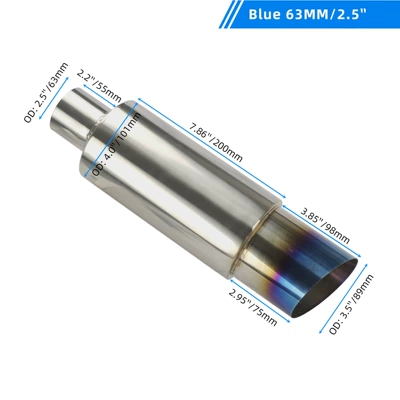 style universal stainless steel tail | Exhaust pipe - 63-unlabeled-blue