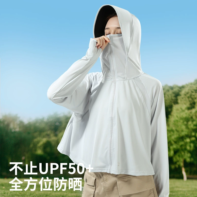 Новая черная резиновая поля, ледяной шелк, солнцезащитная одежда для женщин, UPF50 +, уличная велосипедная маска с капюшоном, солнцезащитная одежда, оптовая продажа