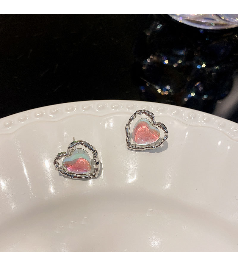 Fashion Heart Shape Resin Copper Plating Ear Studs 1 Pair
