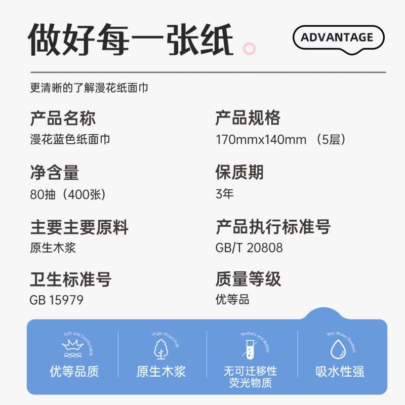 漫花抽纸整箱24包原生木浆五层餐巾纸4D压花家用实惠装清洁卫生纸|undefined