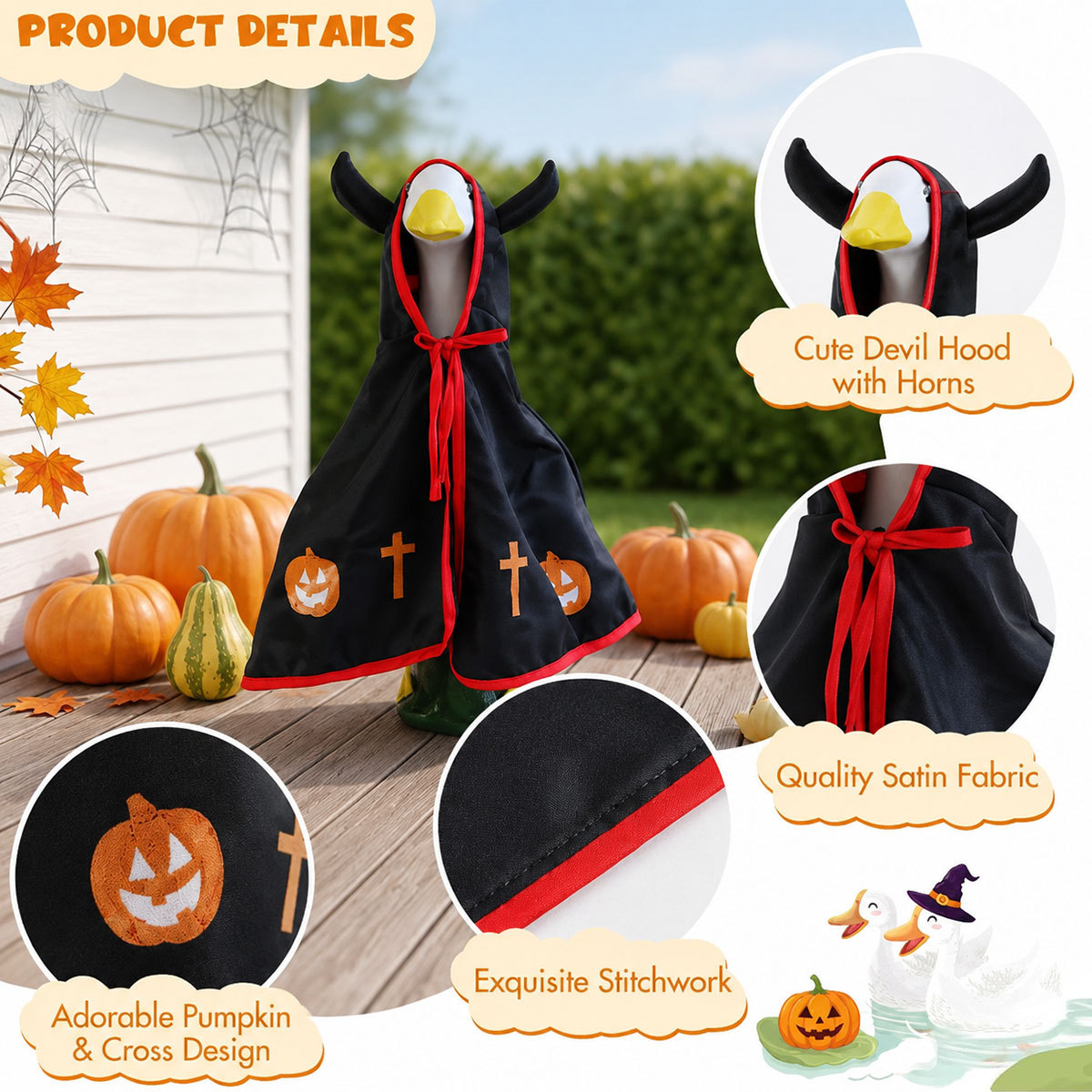 Festival transfronterizo porche gansos trajes capas de Halloween día de la independencia fantasmas santos calabazas gorras capas de gansos 23 pulgadas