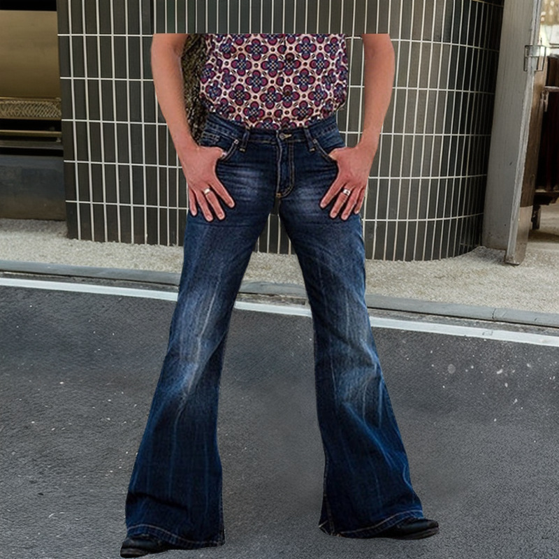 Pantalones acampanados casuales de los hombres europeos y americanos pantalones vaqueros juveniles