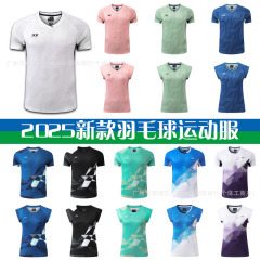 2025新型yyバドミントン服男女スポーツ夏半袖トレーニング服女性モデル飛袖速乾通気印字