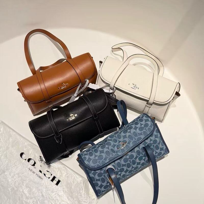 New C brand Bridget baguette bag with bow, large-capacity tote bag, hand-held genuine leather bag for women
