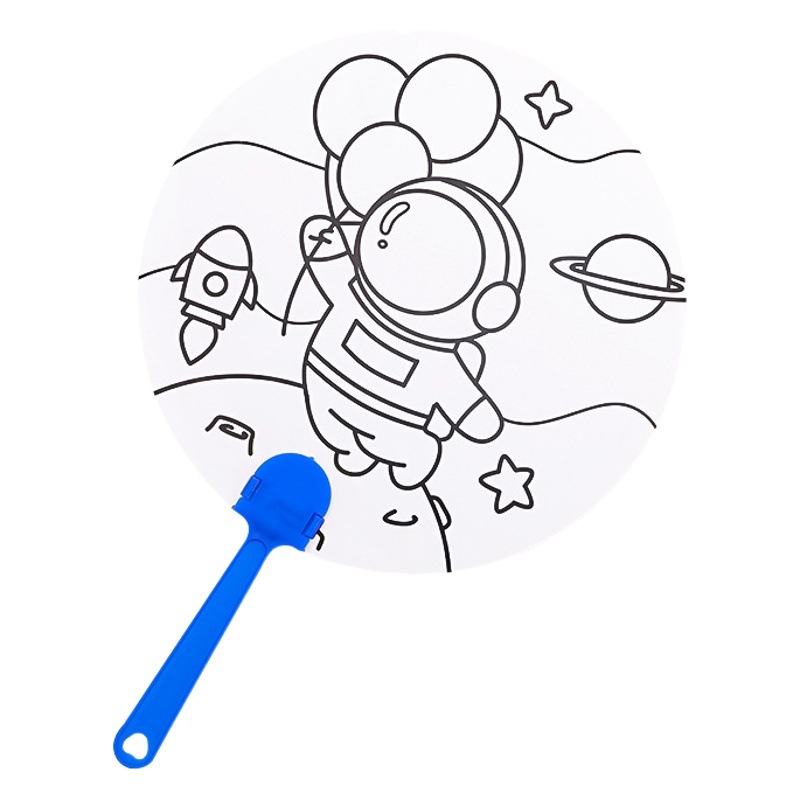 Creativo DIY graffiti fan niños de dibujos animados puesto educativo pequeño regalo lindo color relleno en forma de ventilador al por mayor