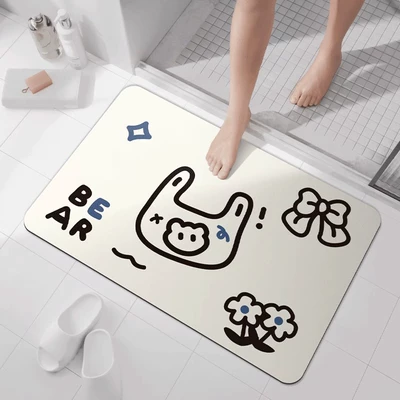 Avtomobil döşəmə paspasları Floor Mat Bathroom Shower Room - bow-bear-4060cm-new-diatom-mud