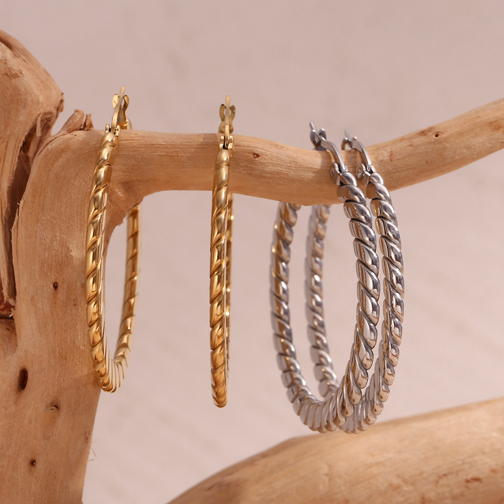 Twist Plated 18K Gold Flat Braided Circle Earrings