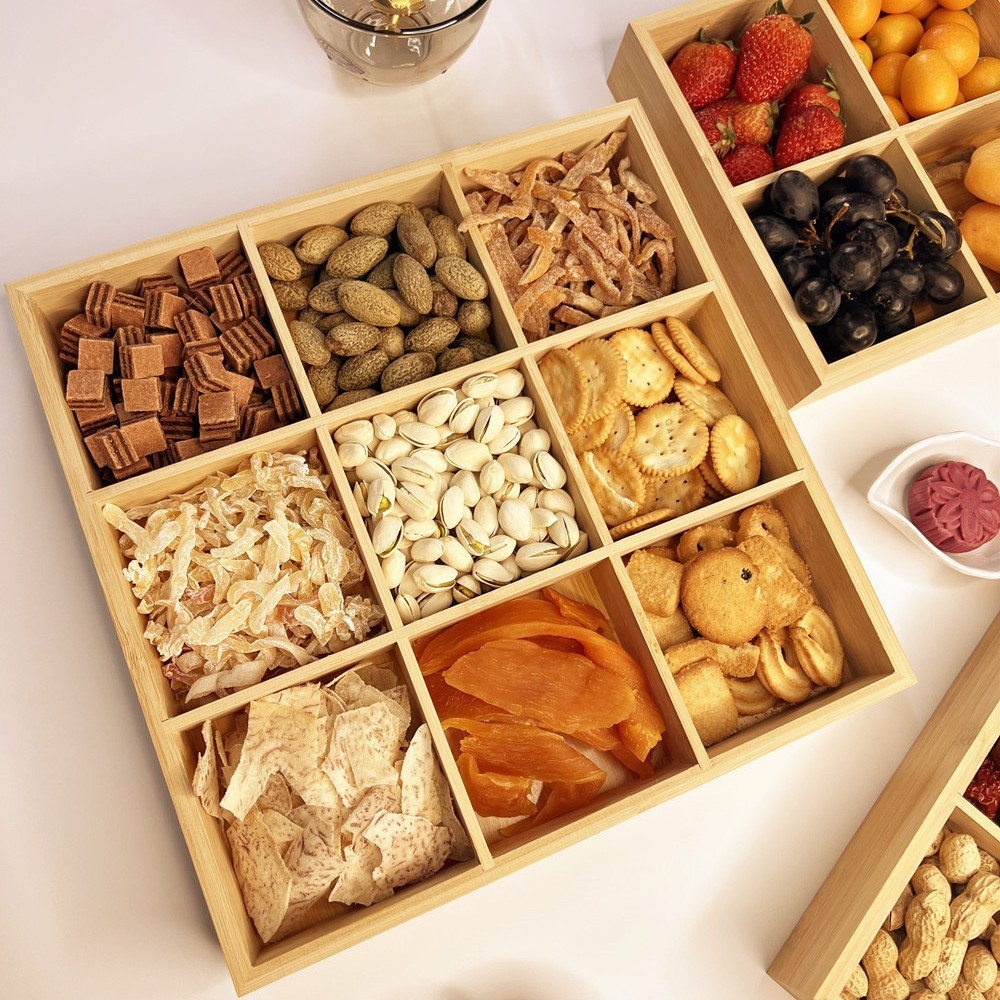 商厢围炉煮冰茶托盘火锅果餐摆盘四宫格竹盒九宫格干果盒炭炉工具