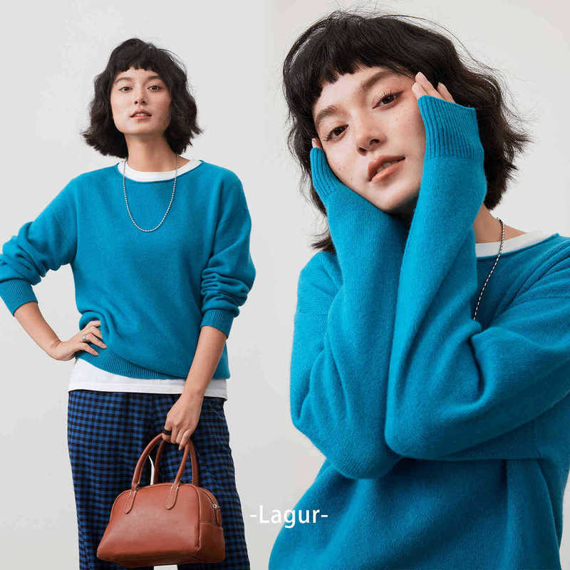 The Most Beloved of the Year, the Matru Blue Wool and Cashmere Blend Thick Knit Sweater for Women, Suitable as a Base Layer or Outerwear