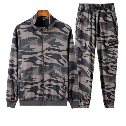 New four-season men's high-elastic workwear—breathable, sweat-absorbent, casual, oversized, extra-large, and durable fashion set.