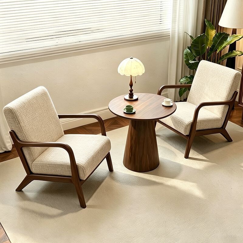 Solid Wood Single Sofa Chair for Balcony, Living Room, Lazy Lounge Chair, Hotel, Cafe, Homestay Reception and Meeting Chair Set Solid Wood Single Sofa Chair for Balcony, Living Room, Lazy Lounge Chair, Hotel, Cafe, Homestay Reception and Meeting Chair Set