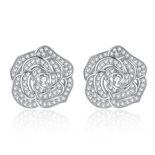 Mujing Jewelry Light luxury and high-end small fragrant camellia earrings ins Xiaohongshu exquisite temperament rose earrings