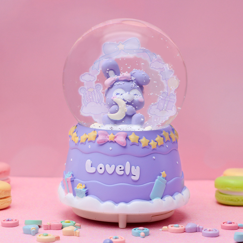 かわいい線の子犬の水晶のボールのオルゴールの光る雪のオルゴールは子供の学生の誕生日の贈り物に卸売りします。|undefined
