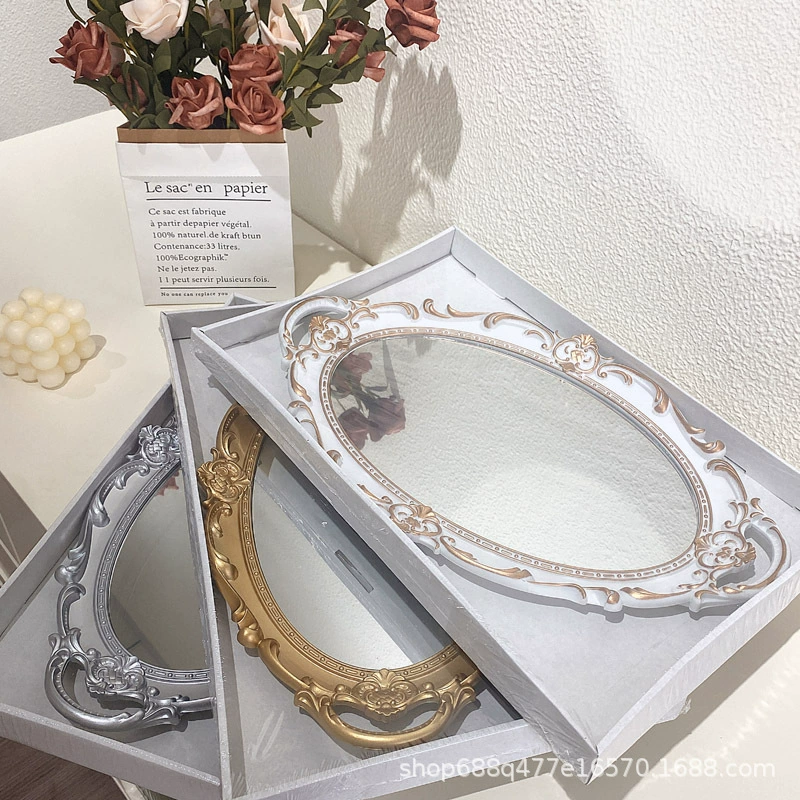 Французский винтажный стеклянный зеркальный поднос ins ветер гостиная декоративные украшения Ароматерапия ювелирные изделия дисплей зеркальная поднос для хранения