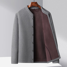 YINGAO加绒单排扣打底毛衫冬季男士新款长袖中老年保暖内搭男开衫