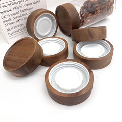 アカシア木蓋高鵬ガラス密封缶茶葉貯蔵タンク蓋復古木蓋ねじ蓋80mm