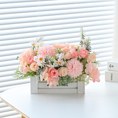 造花、造花装飾、デスクトップ木製フェンスフラワーアレンジメント、装飾花装飾、屋内リビングルームテレビキャビネットドライフラワー