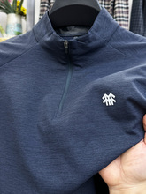 两棵树男士长袖T恤秋季薄款上衣运动薄款透气上衣半拉链卫衣潮男