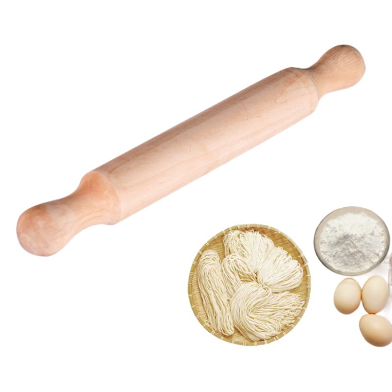 Rodillo de madera para hornear, rodillo de mano de tamaño mediano, utensilio de cocina para amasar y repostería.