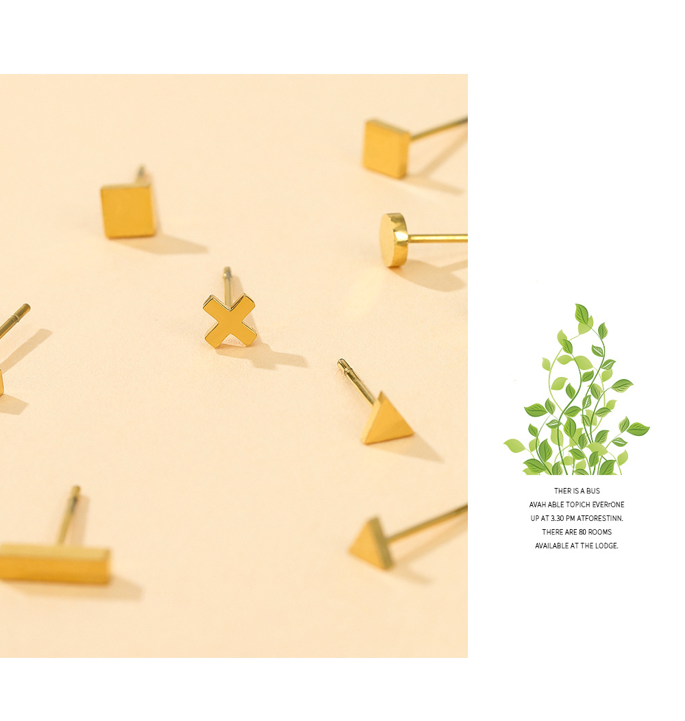 Simple Style Square Heart Shape Stainless Steel Ear Studs 1 Pair