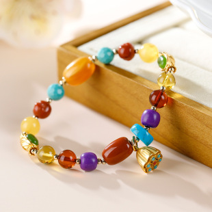 Huibaoli beeswax Amber Duobao DIY original design Lotus Lady bracelet color lady bracelet jewelry