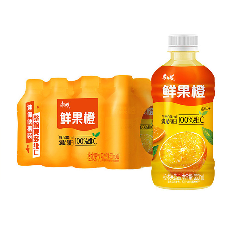 康师傅鲜果橙330ml*12瓶整箱迷你小瓶装夏日果味橙汁果汁聚餐饮料|undefined