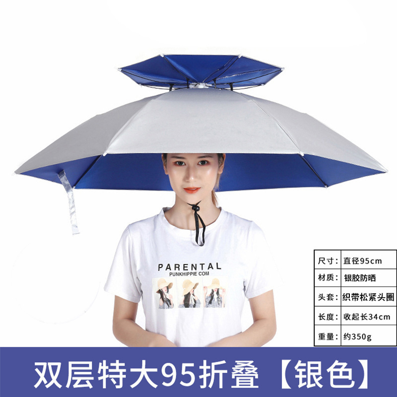 伞帽头戴雨伞防雨防晒雨伞户外钓鱼专用雨伞采茶斗笠头戴伞帽批发|undefined