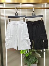 潮牌白色工装短裤男夏季薄款宽松直筒多兜男士中裤休闲五分裤