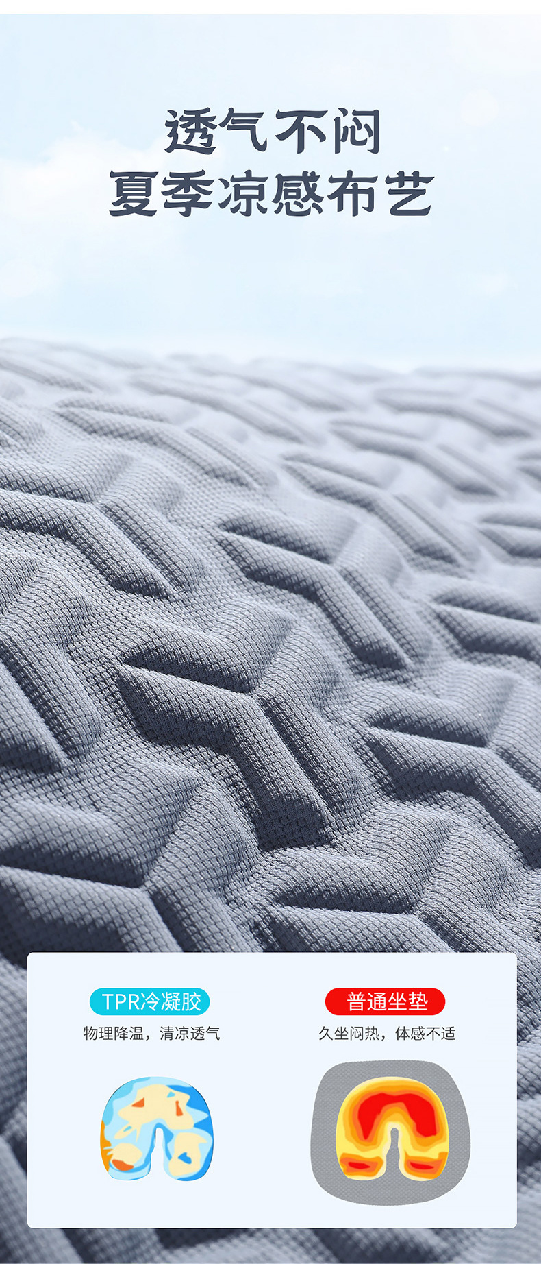 Car Seat Cushion Summer Gel Refrigeration Cool Mat Monolithic Ventilated Butt Cushion Ice Silk Seat Cushion Fan Cold Seat Cushion Cover
